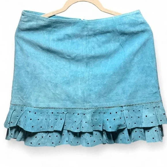 Chic Blue Ruffled Mini Skirt - Picture 1 of 2